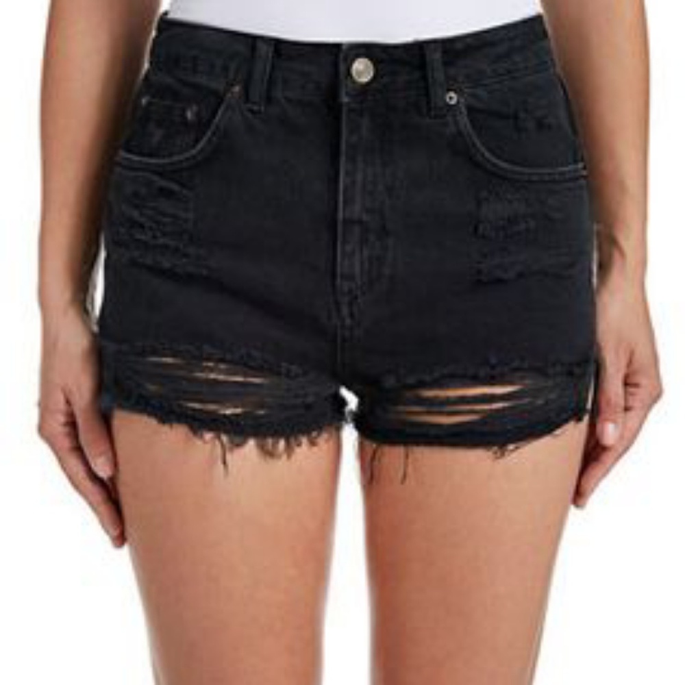 Top shop black distress jean shorts